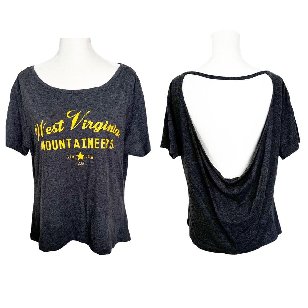West Virginia Mountaineers WVU Game Crew Open Back Graphic T-Shirt Women’s S